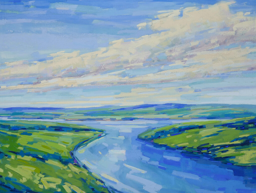 River Confluence, Early Summer, pastel by Diana Rogers